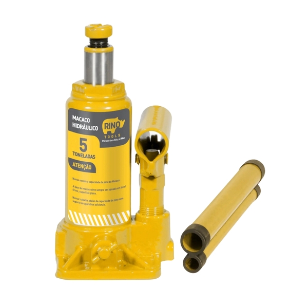 Macaco Hidraulico 5 Toneladas Tipo Garrafa Com Alavanca Rino