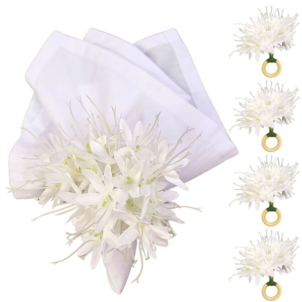 Maison Charlo - Kit 4 Porta Guardanapos Mini Flor Lírio Branc