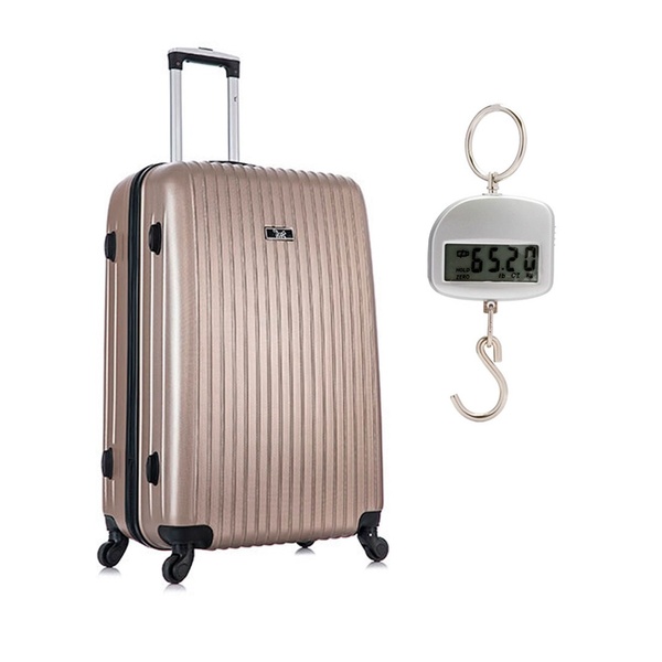 Mala Macaíba Grande Champanhe E Balança Digital Portátil Para