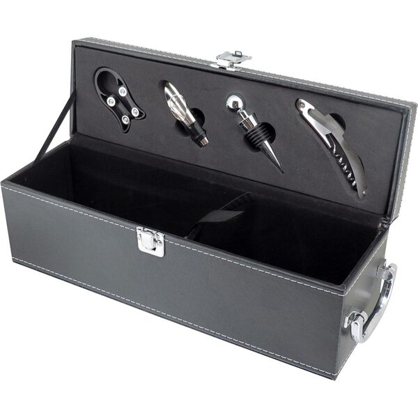 Malbec Estojo Vinho 12x35x11cm Sintético Preto 5 Peças Com Ac