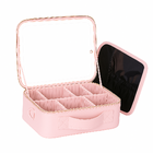 Maleta De Maquiagem Com Espelho Led Recarregável Rosa