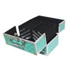 Maleta De Maquiagem Joias Vazia 6 Bandejas Com Fechadura Verde