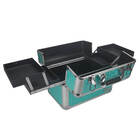 Maleta De Maquiagem Profissional Grande Com 4 Bandejas Verde