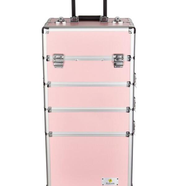 Maleta Maquiagem Joias Manicure Alumínio Abs Pel-m1033 Rosa