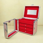 Maleta Maquiagem Rosa Escuro Jóias Cordão Anel Pulseira 3 Gav