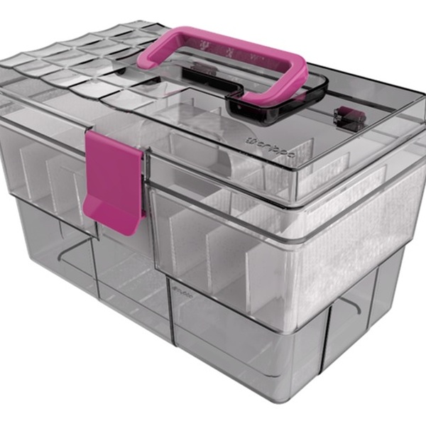 Maleta Organizadora Fumê-rosa Muitas Divisórias Crippa 1531