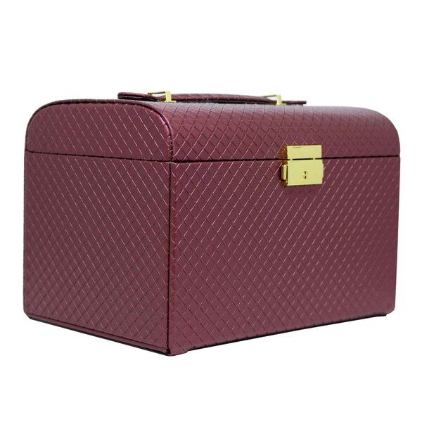 Maleta Para Biju Necessaire Em Courino Vinho