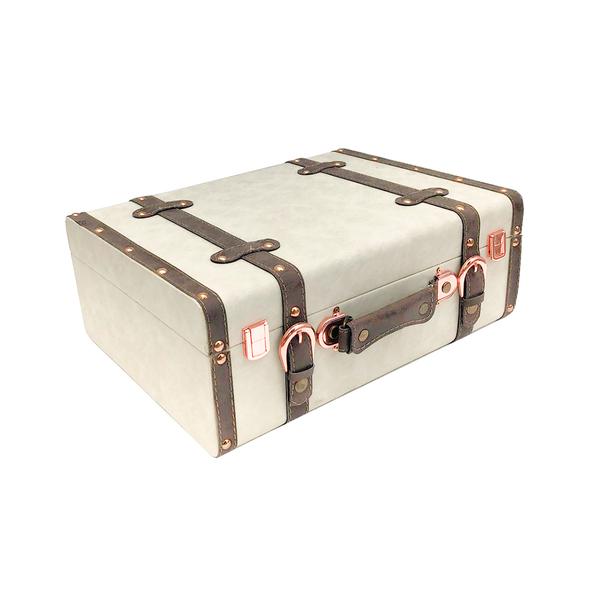 Maleta Vintage Decorativa Mala Organizadora Cor Gelo 35x25cm