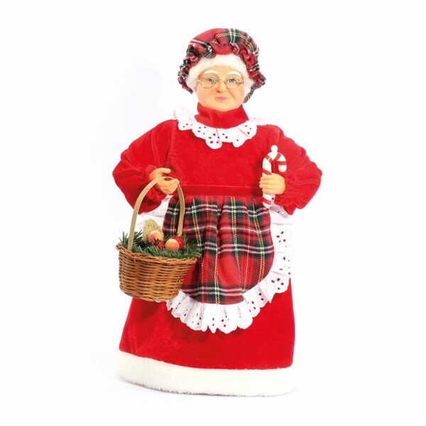 Mamãe Noel Tradicional Avental Xadrez 41cm Cesta - Magizi
