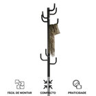 Mancebo Cabideiro Metal 8 Ganchos Mila Preto