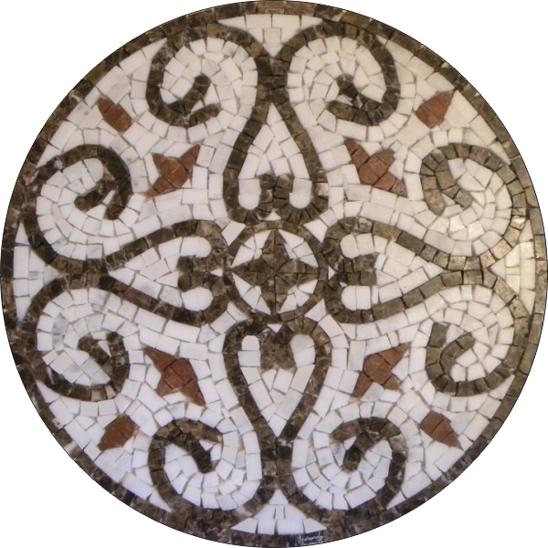 Mandala De Piso Mosaico Marmore Volute R362 - 90 Cm
