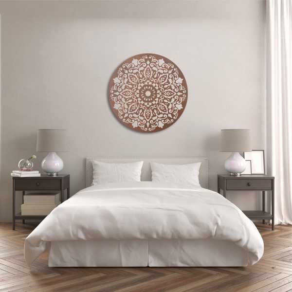 Mandala Flor Arabesco Aço Galvanizado - Preto - 80 Cm