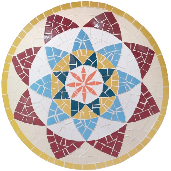 Mandala Indiana I Piso Mosaico Ceramico - 80cm