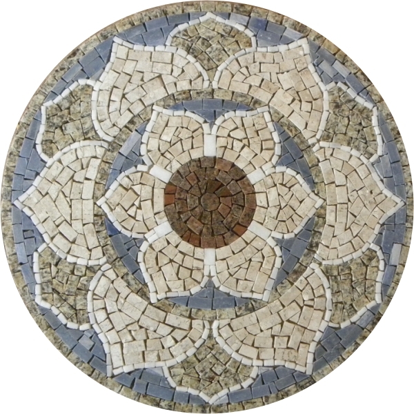 Mandala Indiana Piso Mosaico Lótus Iii - 90cm