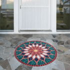 Mandala Indiana Piso Mosaico Vitral Árabe Cerâmico - 180cm