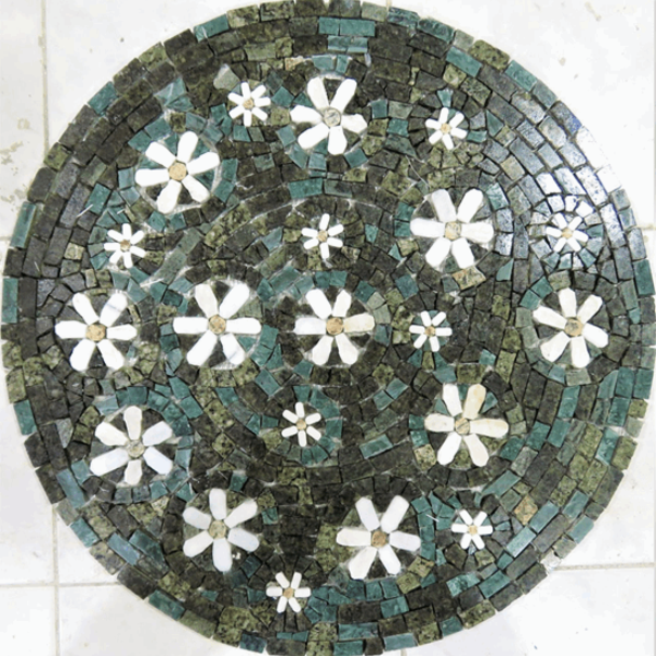 Mandala Mosaico Floral Vegetação Florida - 90cm