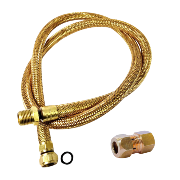 Mangueira De Cobre Gás Encanado 1,5m + Adaptador P/ Cooktop