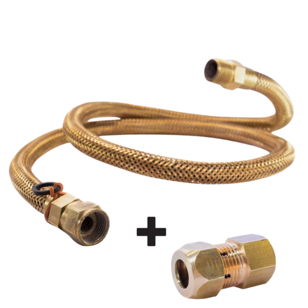 Mangueira De Cobre Para Gás 1,20m + Adaptador Fêmea Espigão