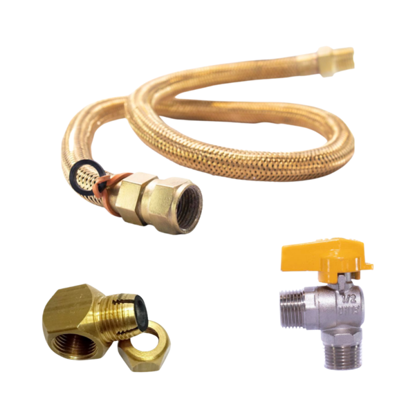 Mangueira De Gás 1m 1/2" + Adaptador 90º E Válvula De Bloquei