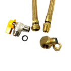 Mangueira De Gás 60cm 1/2" + Adaptador 90º E Válvula De Bloqu