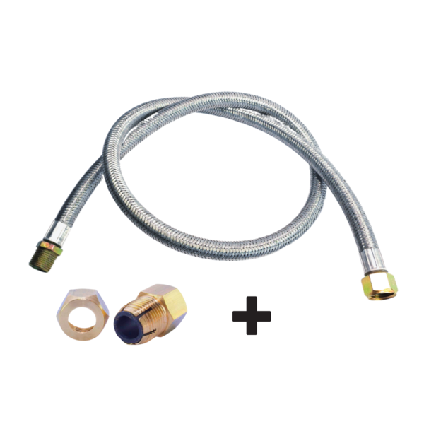 Mangueira De Gás Malha De Aço 1m M/f + Adaptador Dako Fêmea
