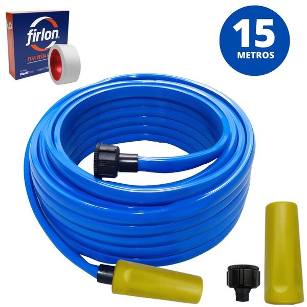 Mangueira De Jardim 15m Metros Reforçada Chata Antitorção + F