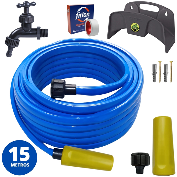 Mangueira De Jardim 15m Metros Reforçada Chata Antitorção + S