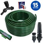 Mangueira De Jardim 15m Metros Reforçada Trançada + Torneira