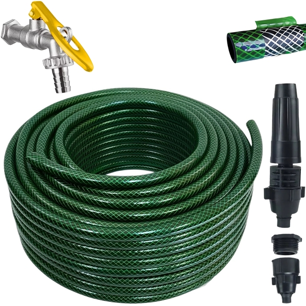 Mangueira De Jardim 15m Metros Reforçada Trançada + Torneira