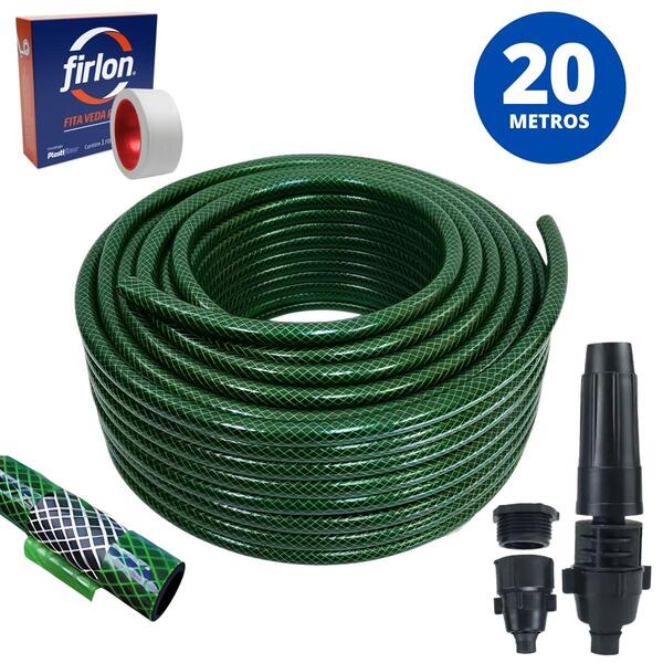 Mangueira De Jardim 20m Metros Reforçada Trançada + Fita Veda