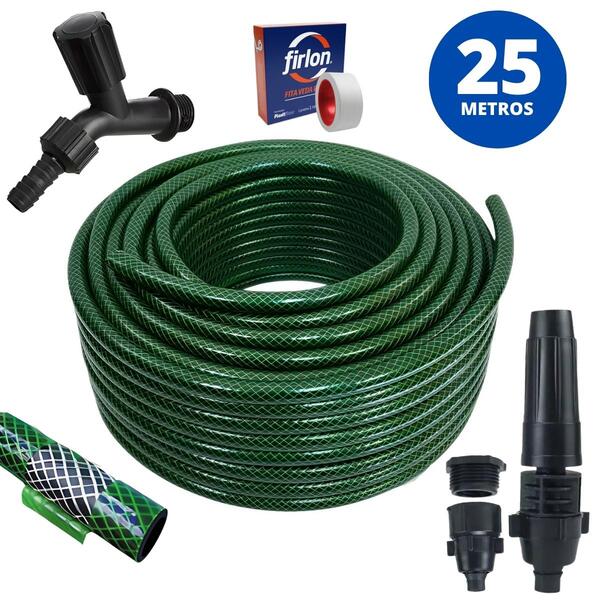 Mangueira De Jardim 25m Metros Reforçada Trançada + Torneira