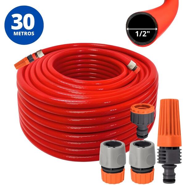 Mangueira De Jardim 30m Metros + Esguicho C/ Jato Regulável +