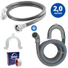 Mangueira Entrada + Saida Água Máquina De Lavar 2m Cinza + Cu