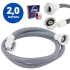 Mangueira Entrada Água Máquina De Lavar 2m Metros Cinza + Fit