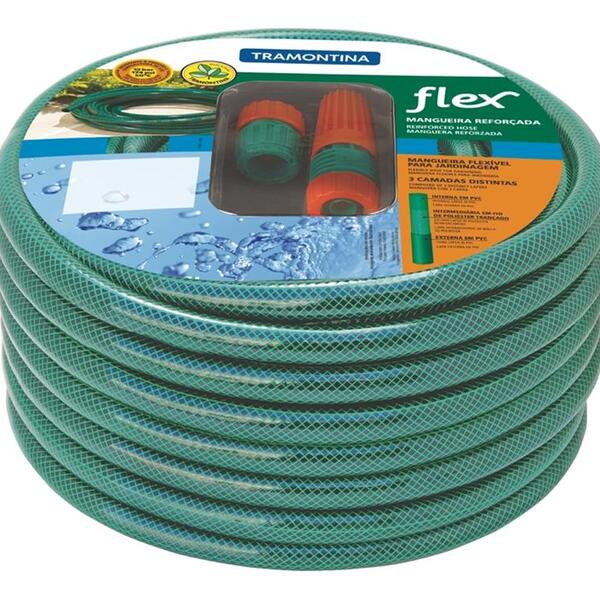 Mangueira Flex Em Pvc Verde Para Jardim Com 15 Metros E Com E