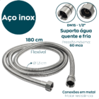Mangueira Flexível 1 Metro E 80cm Inox 304 Engate 1/2 Quente
