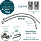 Mangueira Flexível 50cm Para Torneira Monocomando Misturador