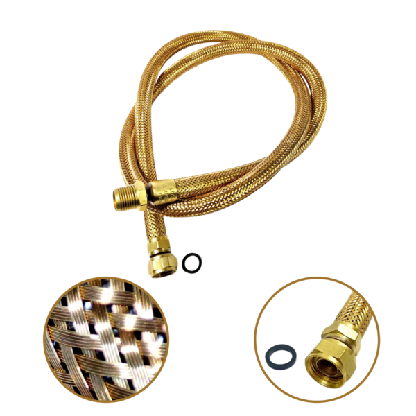 Mangueira Gás De Rua 1,5m Malha De Cobre Instalação Cooktop