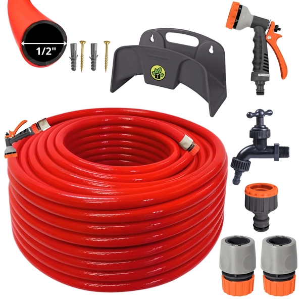 Mangueira Jardim 25m + Esguicho Hidropistola + Engate Rápido