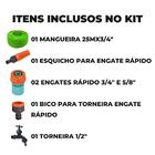 Mangueira Jardim 25m + Esguicho Jato Regulável + Engate Rápid