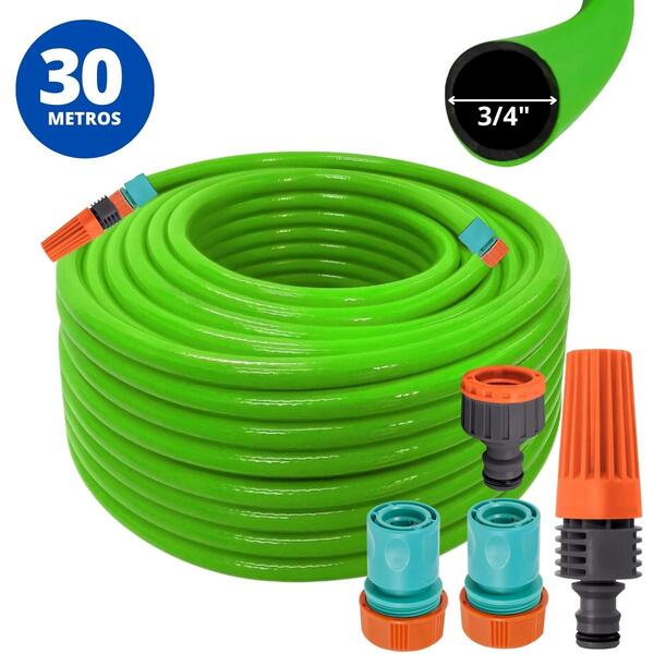 Mangueira Jardim 30m Metros + Esguicho Jato Regulável + Engat