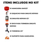 Mangueira Jardim 5m + Suporte Alça + Hidropistola + Engate Ra