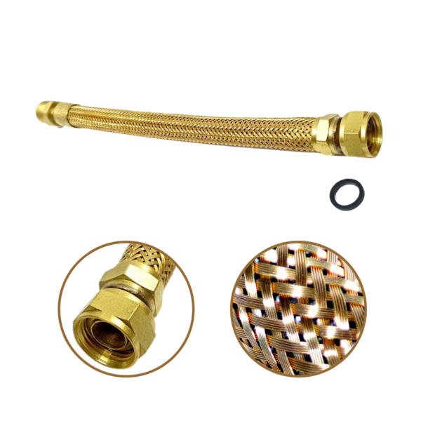 Mangueira Malha De Cobre P/ Aquecedor De Água A Gás 40cm 1/2
