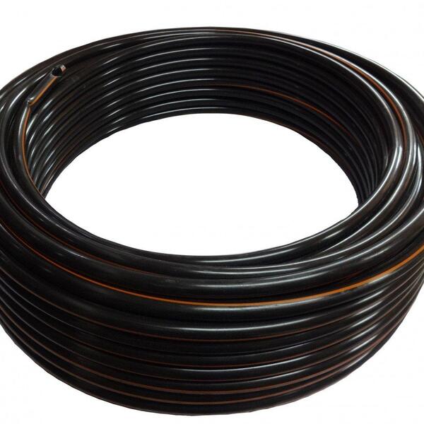 Mangueira Preta Plástica Marcação Laranja 3/4" Rolo 100 Metro