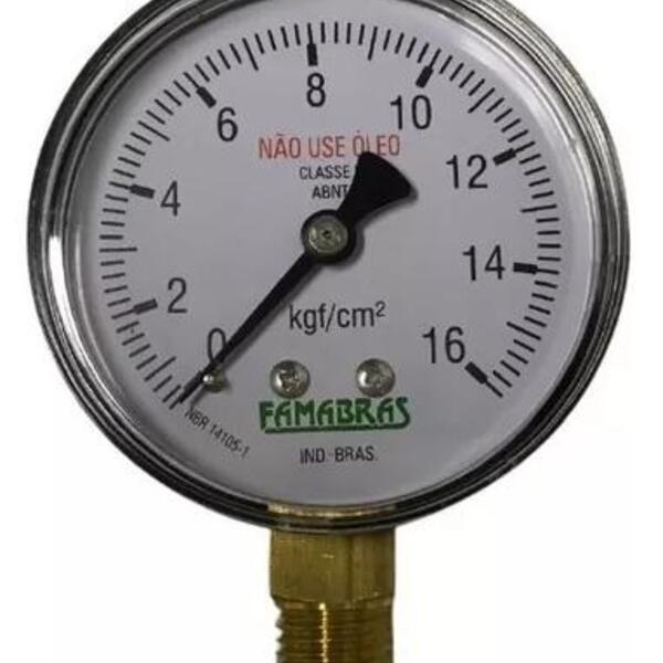 Manometro 16kgf 1/4npt Latao Famabras 33191