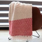 Manta Algodao 1,20m X 1,50m Com Franjas Bege Com Terracota