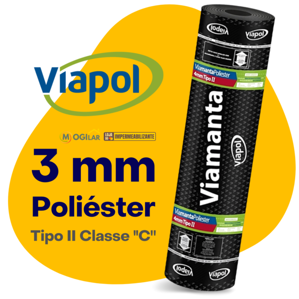 Manta Asfáltica 3mm Poliéster Tipo 2 (1m X 10m) Viapol Imperm