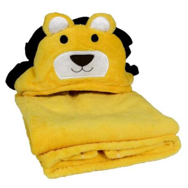 Manta Baby Com Capuz De Leao 075x100cm Amarelo Jolitex