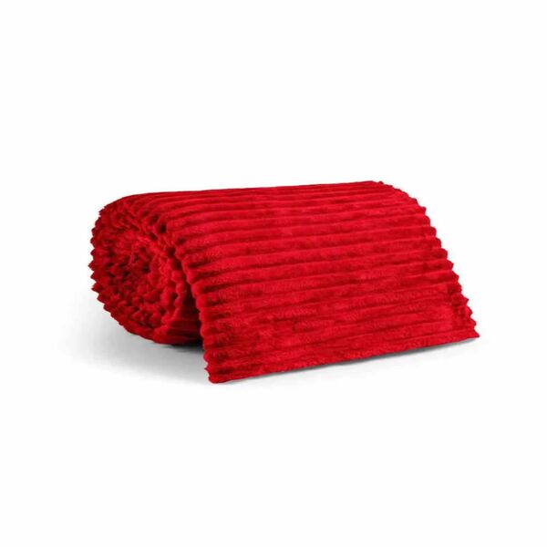 Manta Canelada Com Sherpa - Vermelho