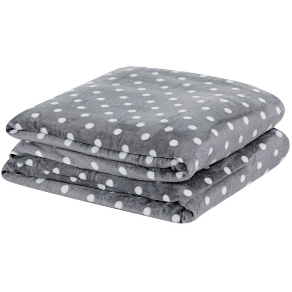 Manta Casal Padrão Petit Poa Flannel Microfibra 1 Peça - Cinza